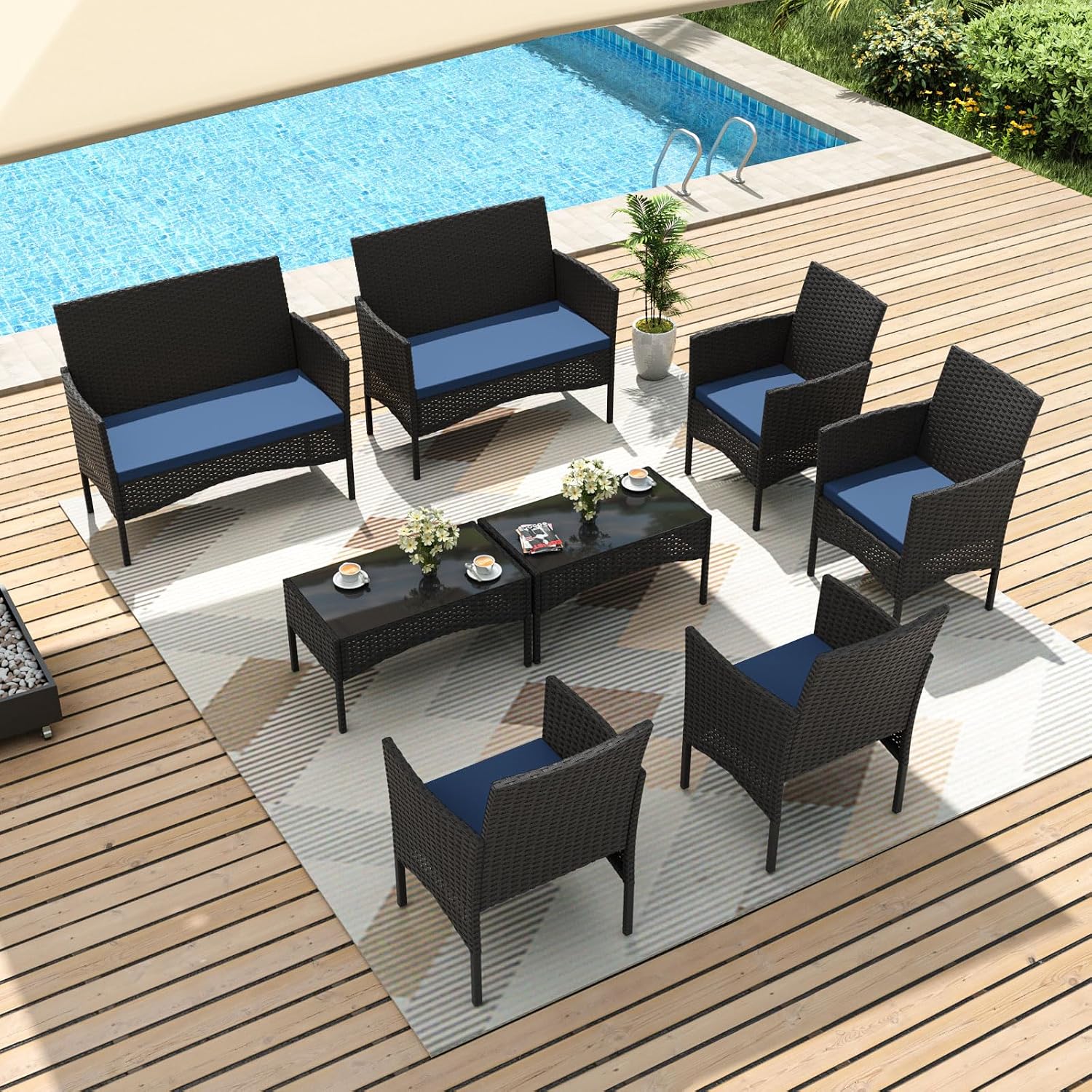 Outdoor Furniture Metal Chairs - 8 Buah Set Furnitur Teras, Furnitur