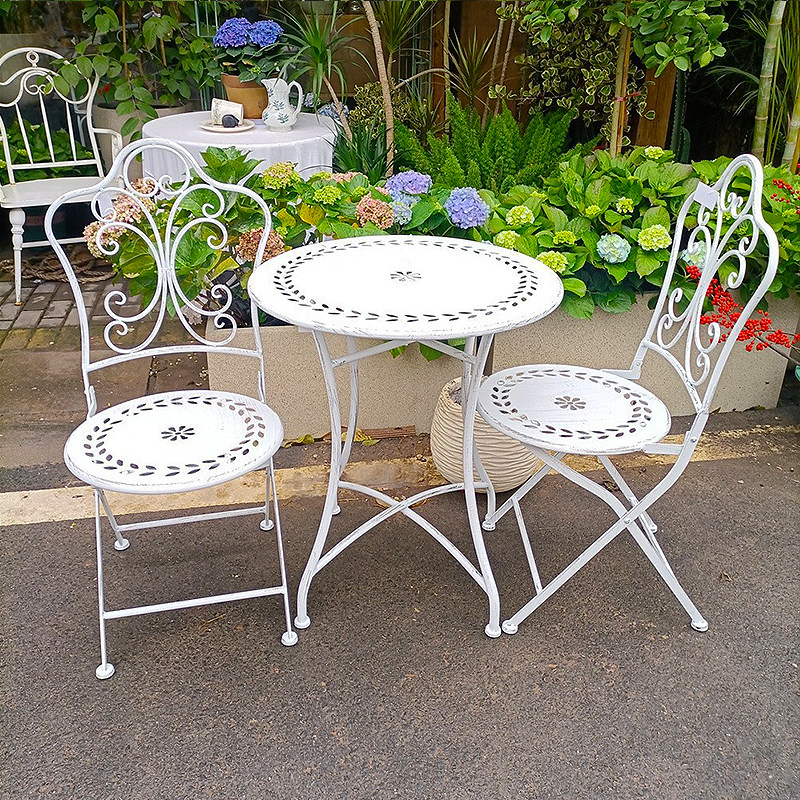 Meja dan Kursi Besi Gaya Pranc - Outdoor Furniture Metal Chairs ulasan dan harga